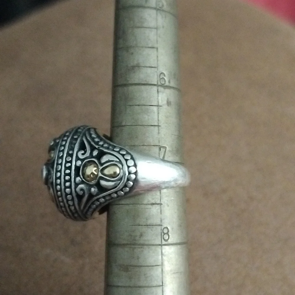 🔥Vintage Samuel Benham Sterling Silver 18 K gold W/Real Gemstones Cocktail Ring - Picture 11 of 11